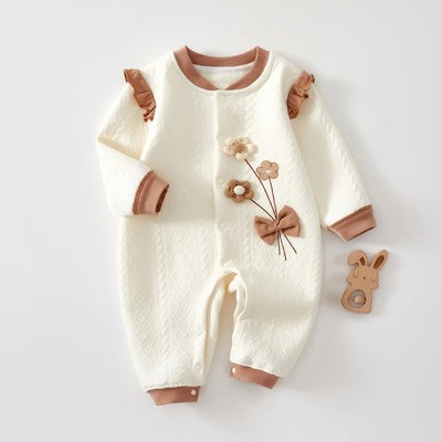 Hot Seller Factory Supply Children Pajamas Baby Crew Neck Cartoon Printed Romper Spring and Autumn