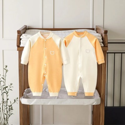 Hot Seller Factory Supply Children Pajamas Baby Crew Neck Cartoon Printed Romper Spring and Autumn