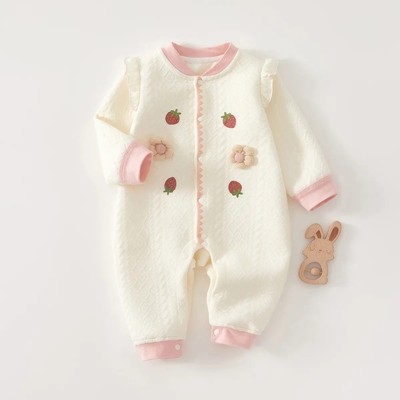Hot Seller Factory Supply Children Pajamas Baby Crew Neck Cartoon Printed Romper Spring and Autumn