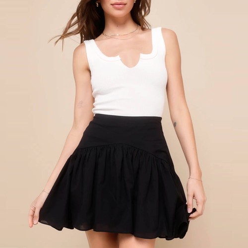 Women Sweet High Quality Drop Hem High Rise Mini Skirt
