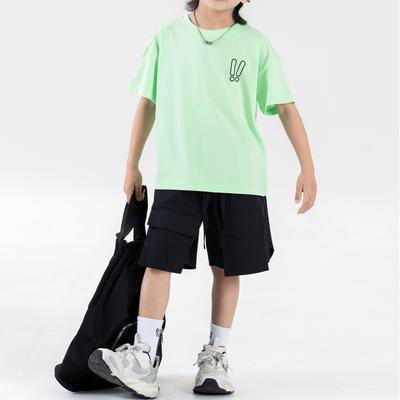 Customized Logo 100% Cotton Summer Striped Children T-shirts O-Neck Middle Sleeve Breathable T-shirt