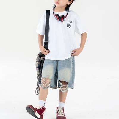 Customized Logo 100% Cotton Breathable Boys T-shirt Blank Short Sleeve Kids Clothing