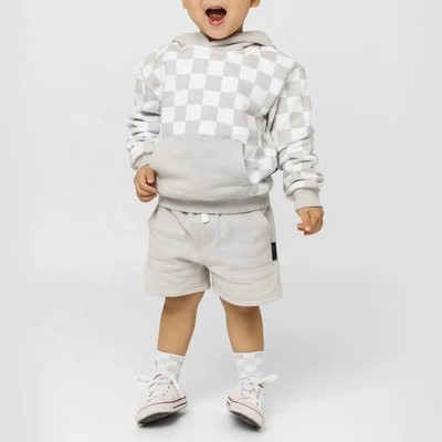High Quality Custom Checkered Pocket Sweatshirt Baby Hoodies