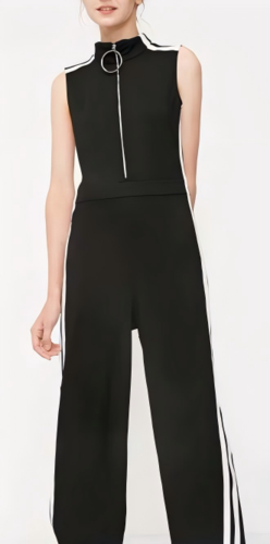 2025 Black White Striped Daily Life Jumpsuit for Women Customized Matching Clothes Jumpsuits