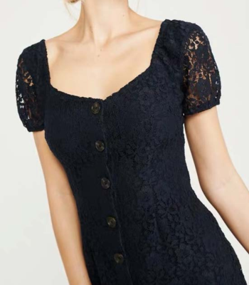 New Fashion Women Sleeveless Off Shoulder Back Zipper Lace Girls Solid Slim Pencil Casual Party Evening Dress