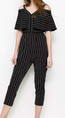 2025 Black White Striped Daily Life Jumpsuit for Women Customized Matching Clothes Jumpsuits